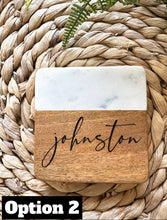 Load image into Gallery viewer, Marble & Acacia Coasters