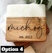 Load image into Gallery viewer, Marble & Acacia Coasters